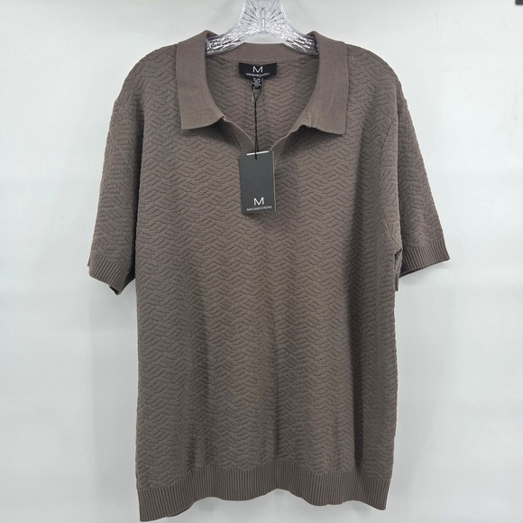 Magaschoni Other - Magaschoni Knit‎ Polo Shirt XL Taupe Textured Short Sleeve Quiet Luxury Boho